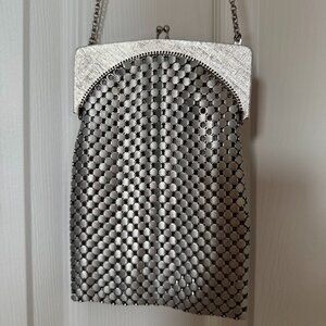 Vintage 60s Whiting & Davis Silver Mesh Crossbody Purse